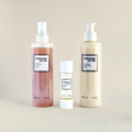 Rituale Essenza Bonjour La Vie con One Step Cleansing Milk, All Over Toner Mist e Rebalancing Serum Oil.