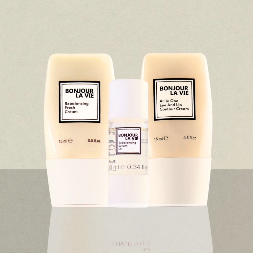 Prodotti correlati di Bonjour La Vie: Rebalancing Fresh Cream associata a All In One Eye And Lip Contour Cream e Rebalancing Serum Oil.