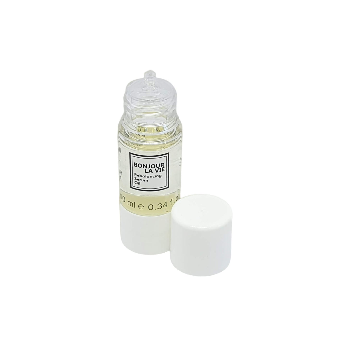 Immagine dall'alto del flacone aperto di Rebalancing Serum Oil 10 ml 0.34 fl.oz